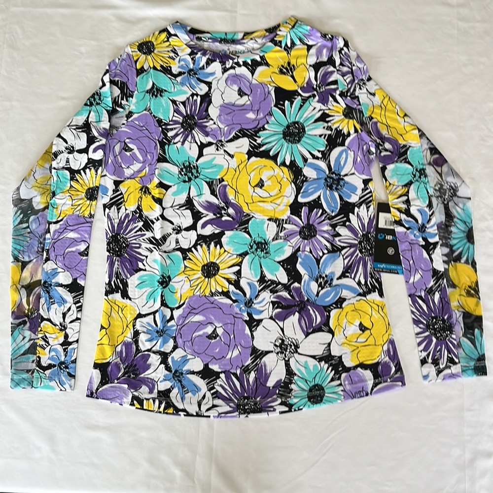 Ibkul Long Sleeve Golf Crew Neck Top Medaline Print Lavender NWT - Picture 3 of 10